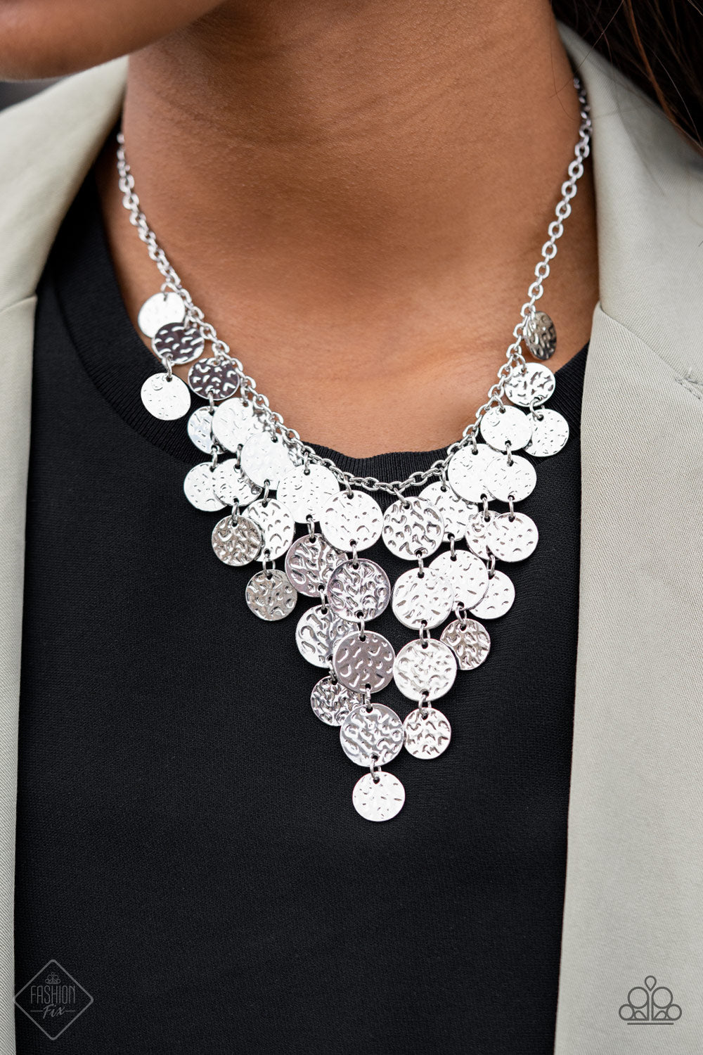 Paparazzi Spotlight Ready Silver Short Necklace - Fashion Fix Magnificent Musings February 2021 - P2ST-SVXX-137XT