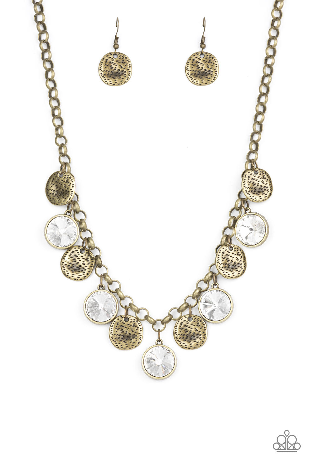 Paparazzi Spot On Sparkle Brass Short Necklace - P2ST-BRXX-096XX