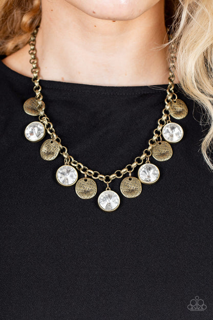 Paparazzi Spot On Sparkle Brass Short Necklace - P2ST-BRXX-096XX