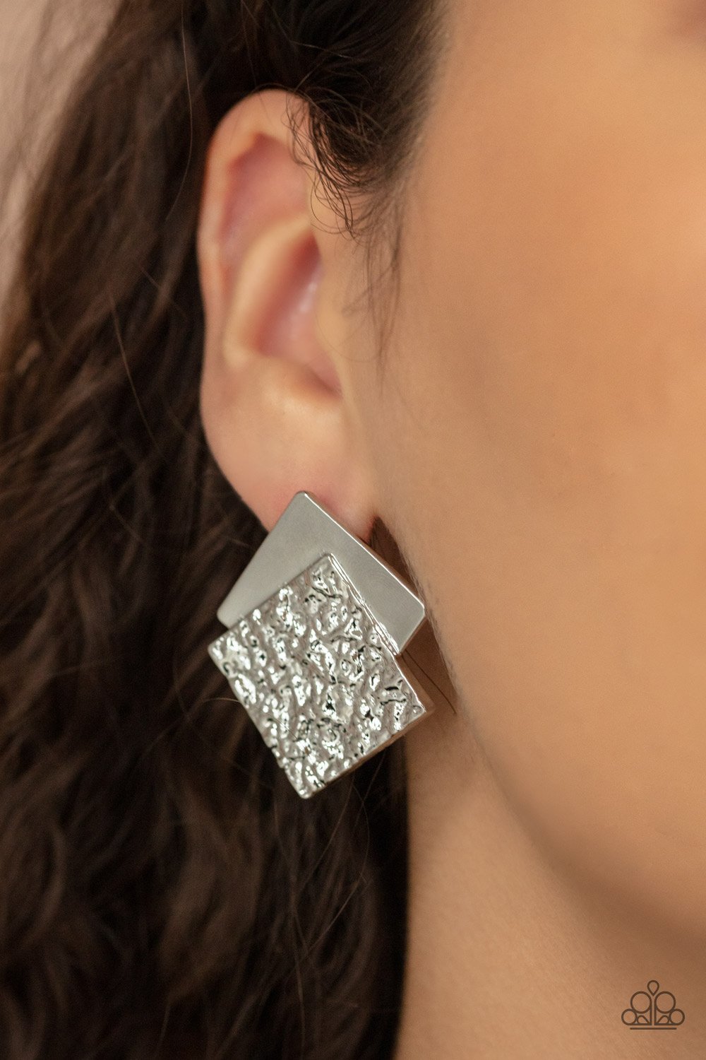 Paparazzi Square With Style Silver Post Earrings