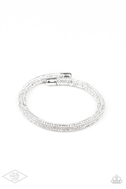Paparazzi Stageworthy Sparkle White Coil Wrap Bracelet - Life Of The Party Exclusive