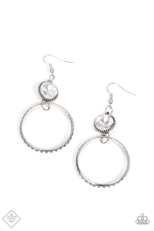 Paparazzi Standalone Sparkle White Fishhook Earrings - Fashion Fix Magnificent Musings December 2021 - P5ED-WTXX-044EE