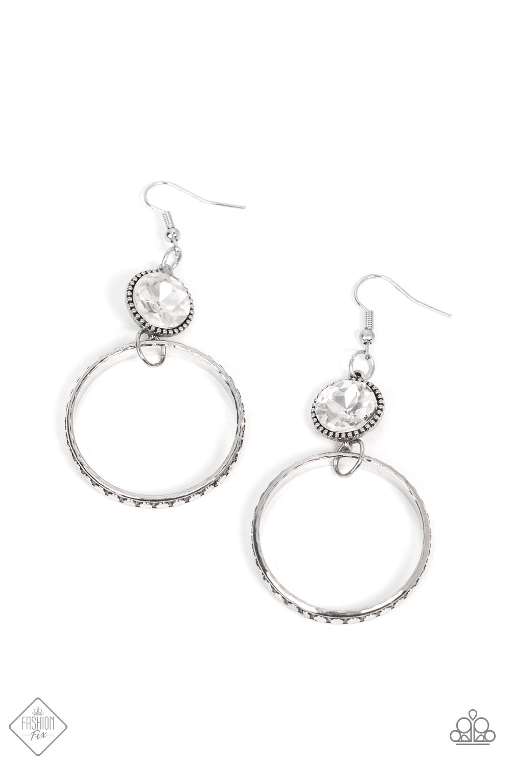 Paparazzi Standalone Sparkle White Fishhook Earrings - Fashion Fix Magnificent Musings December 2021 - P5ED-WTXX-044EE