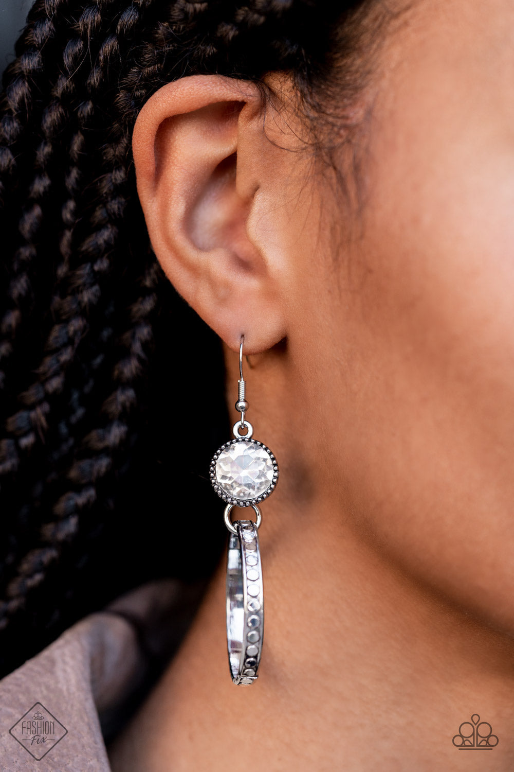 Paparazzi Standalone Sparkle White Fishhook Earrings - Fashion Fix Magnificent Musings December 2021 - P5ED-WTXX-044EE