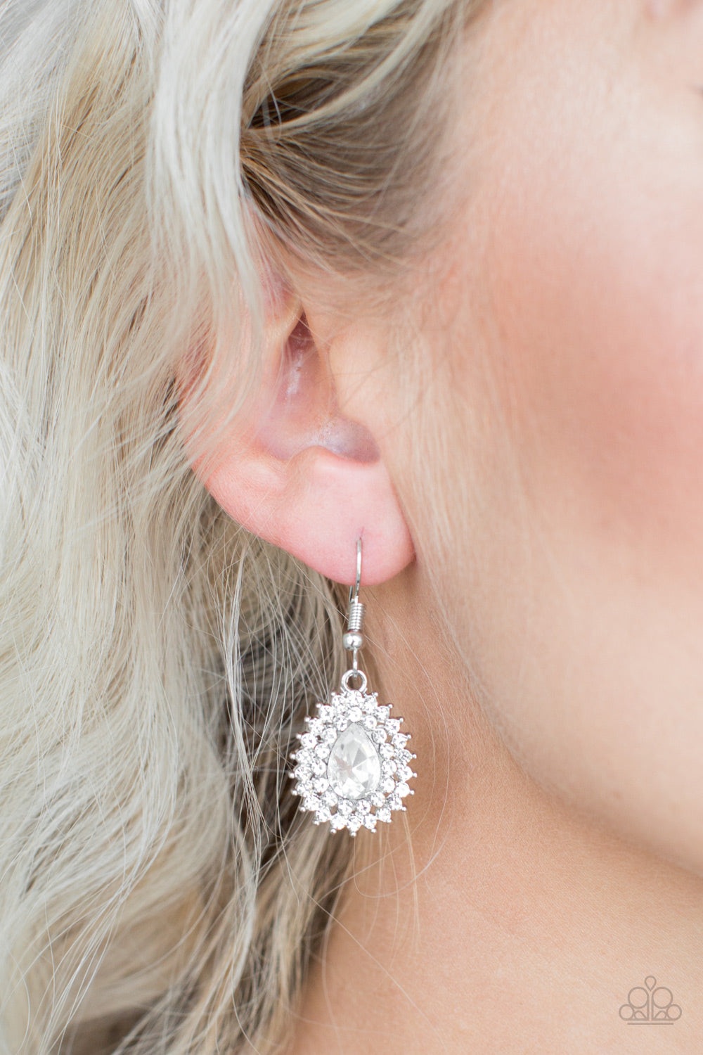 Paparazzi Star-Crossed Starlet White Fishhook Earrings