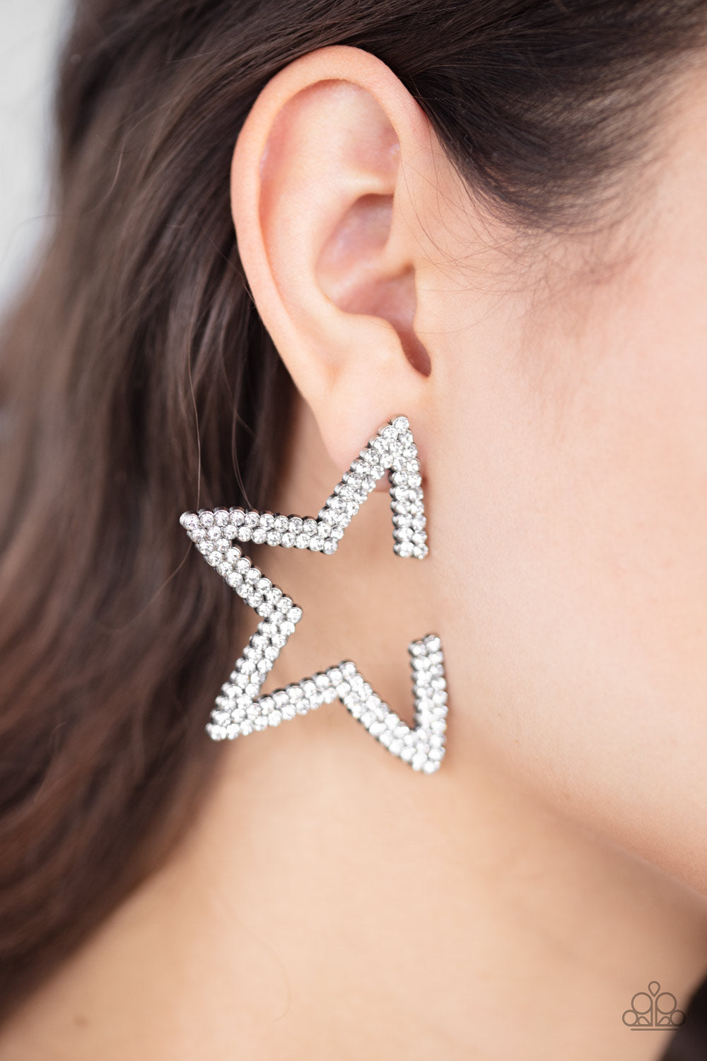 Paparazzi Star Player White Post Earrings