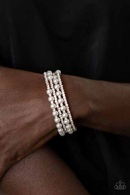 Paparazzi Starry Strut White Coil Wrap Bracelet - Life Of The Party Exclusive December 2020
