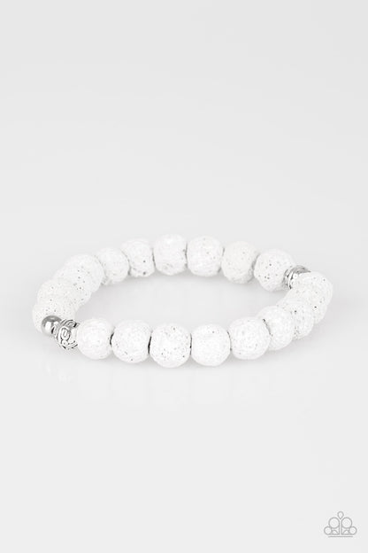 Paparazzi Steady Now White Lava Rock Stretch Bracelet