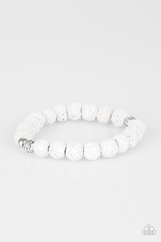 Paparazzi Steady Now White Lava Rock Stretch Bracelet