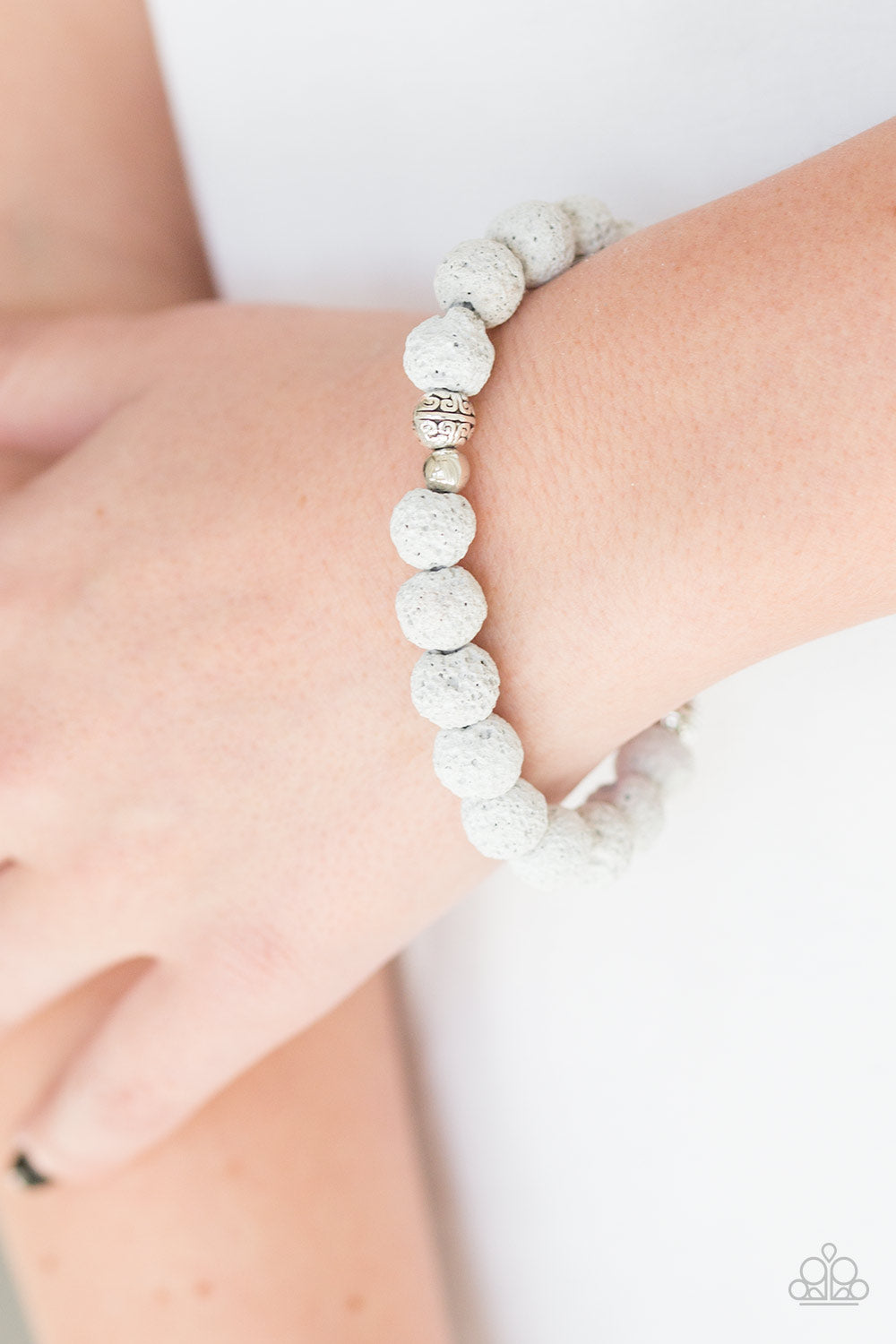 Paparazzi Steady Now White Lava Rock Stretch Bracelet