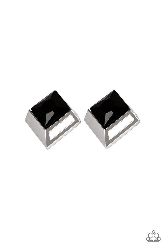 Paparazzi Stellar Square Black Post Earrings