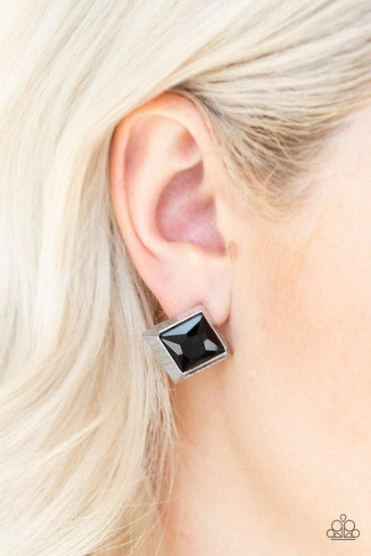 Paparazzi Stellar Square Black Post Earrings