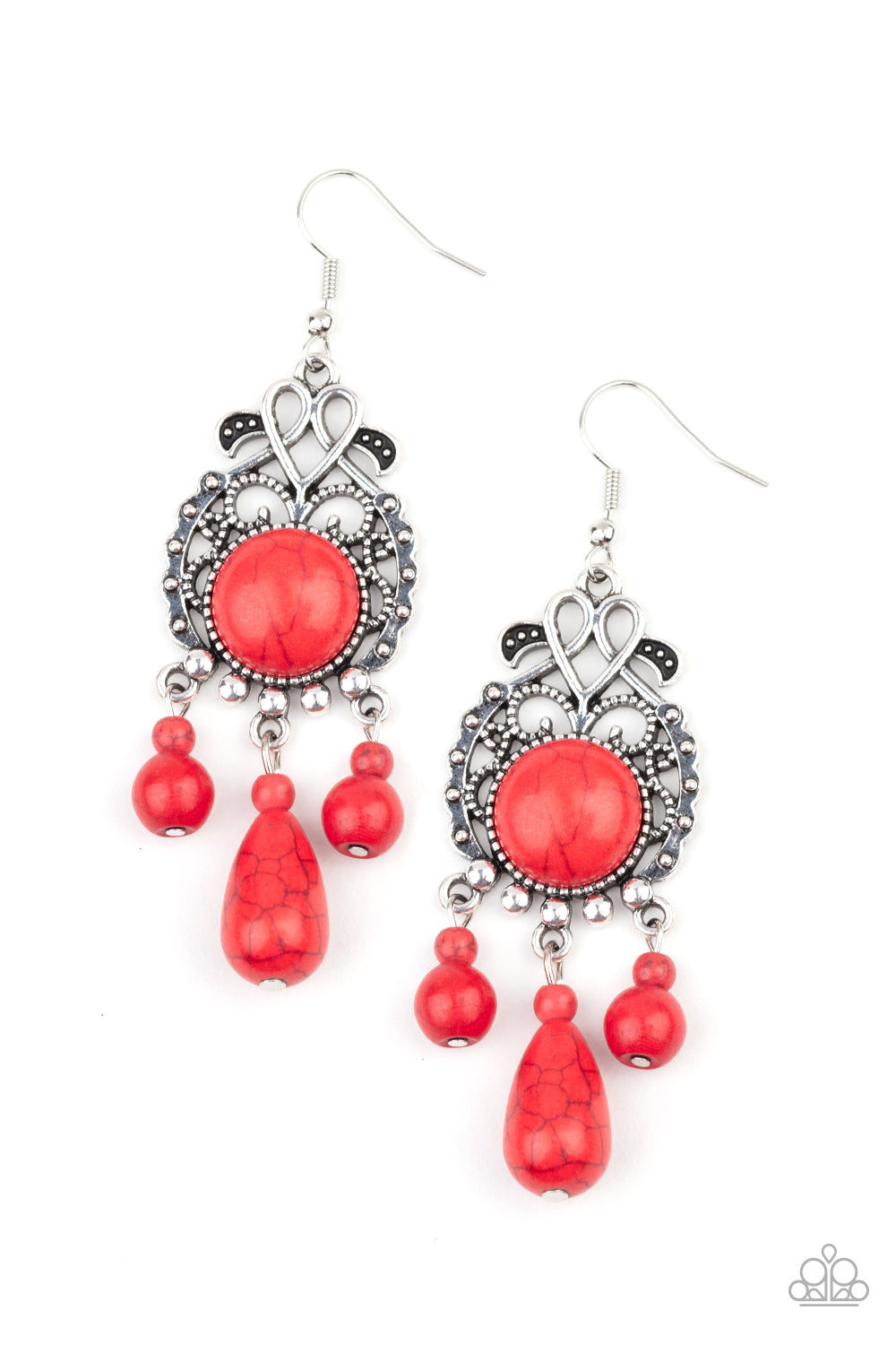 Paparazzi Stone Bliss Red Fishhook Earrings