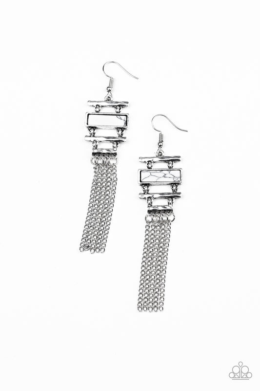 Paparazzi Stone Dwellings White Fishhook Earrings