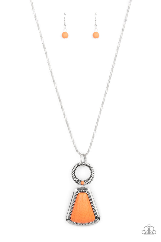 Paparazzi Stone Prairies Orange Long Necklace
