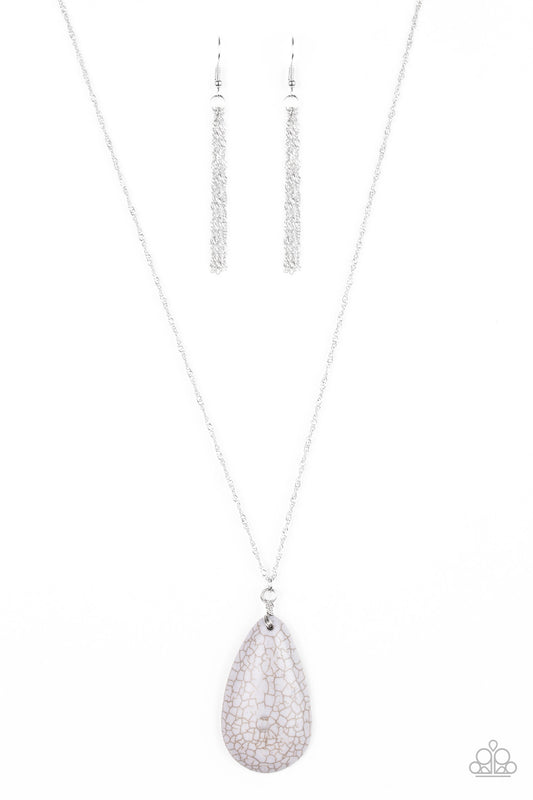 Paparazzi Stone River Silver Stone Long Necklace