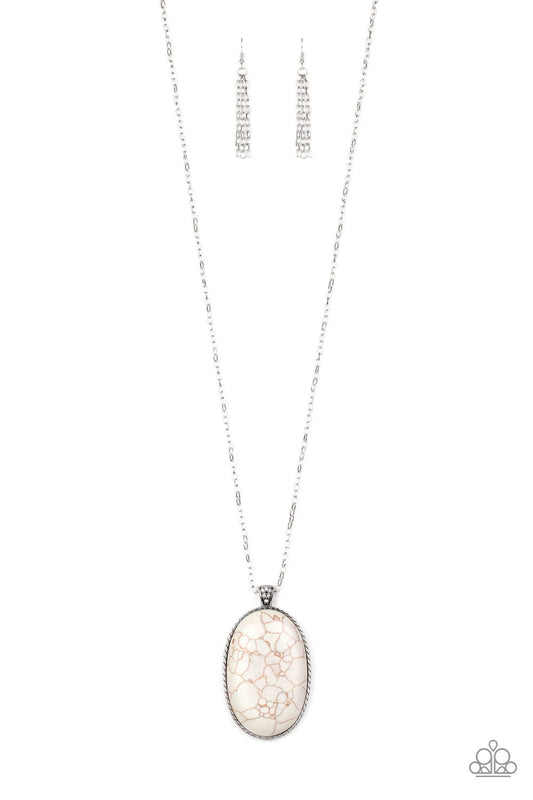 Paparazzi Stone Stampede White Long Necklace