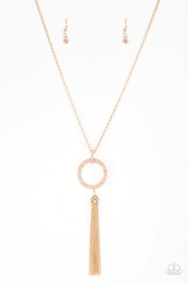 Paparazzi Straight To The Top Gold Long Necklace - P2RE-GDXX-250XX