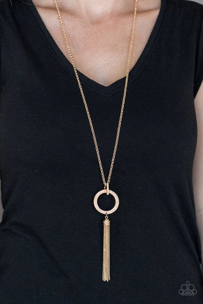 Paparazzi Straight To The Top Gold Long Necklace - P2RE-GDXX-250XX