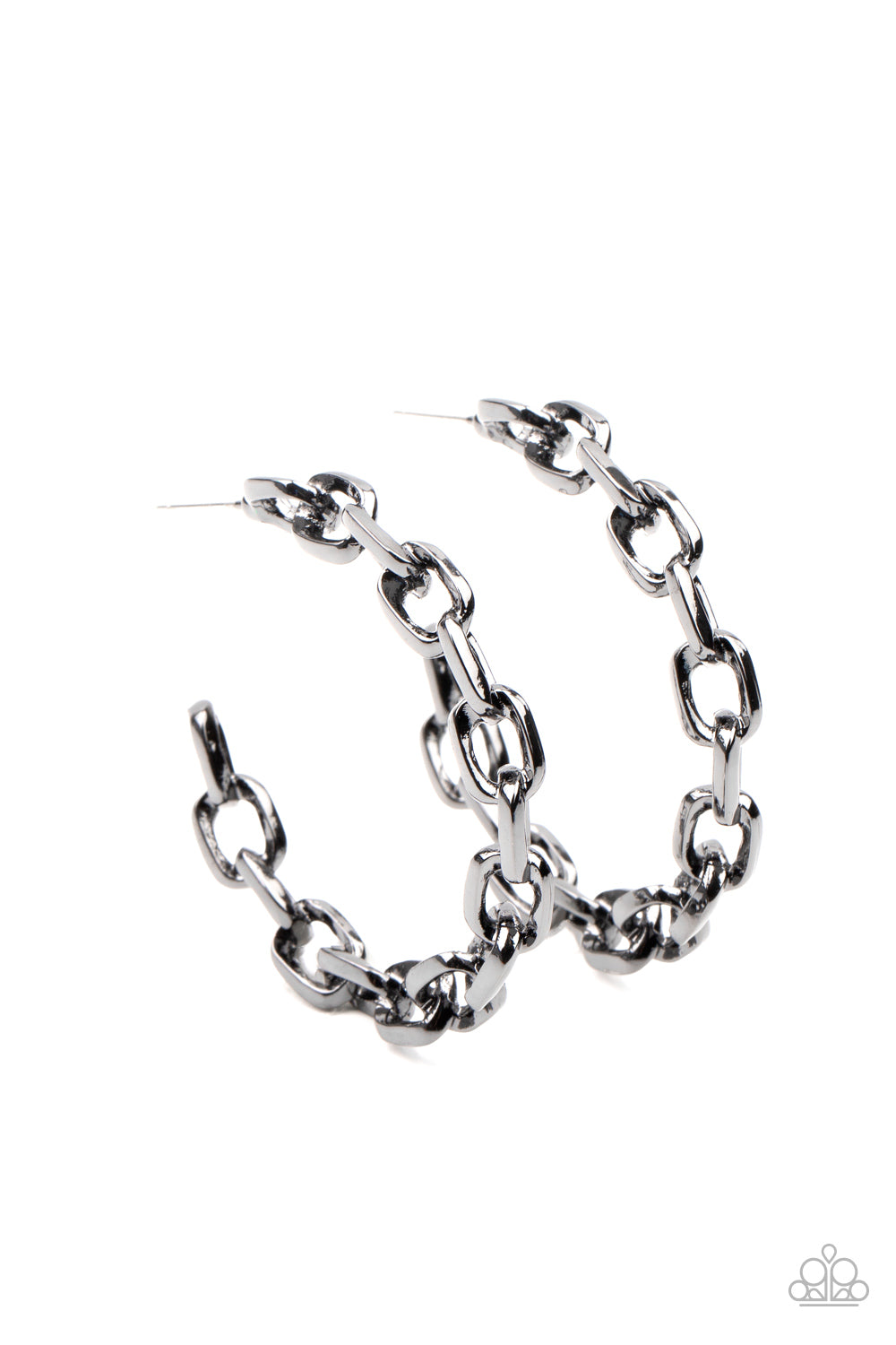 Paparazzi Stronger Together Black Post Hoop Earrings