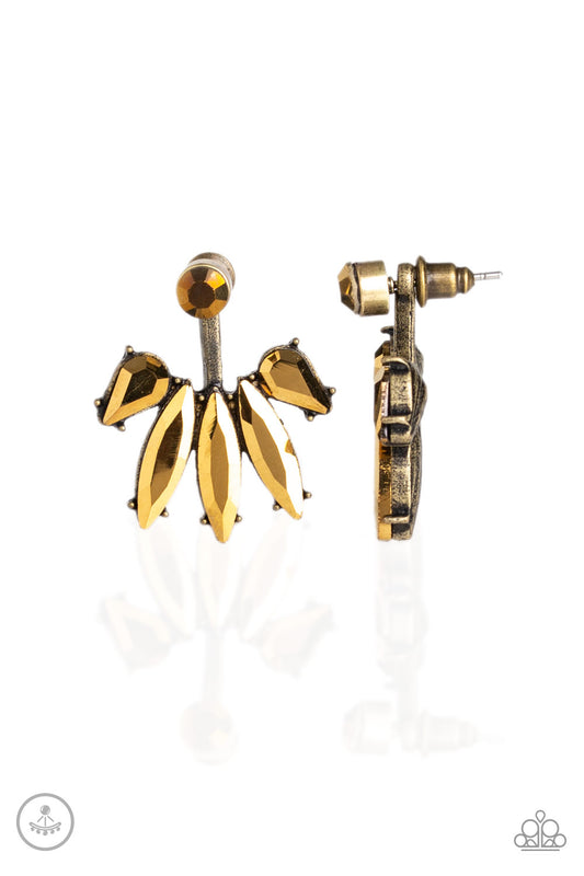 Paparazzi Stunningly Striking Brass Jacket Post Earrings