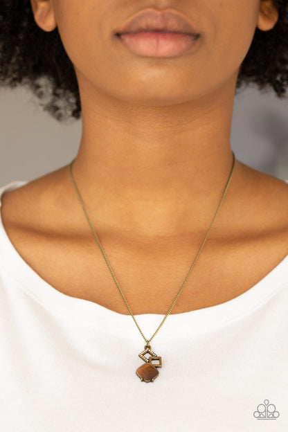 Paparazzi Stylishly Square Brass Short Necklace