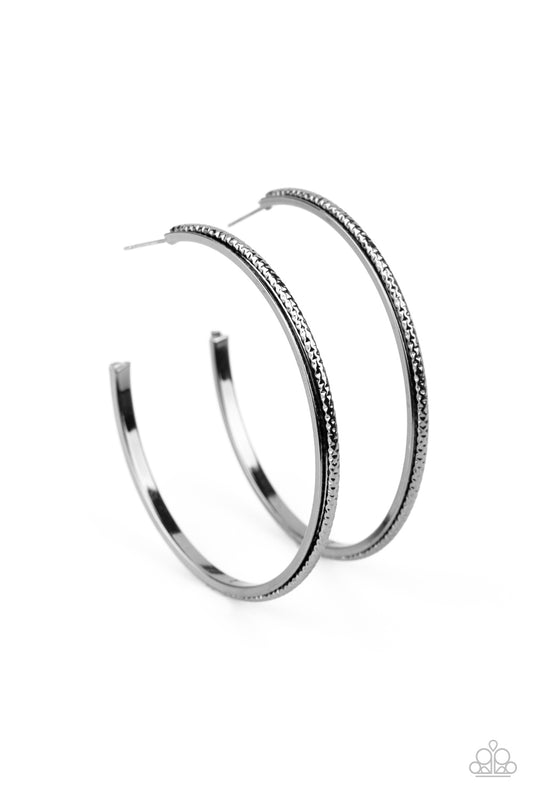 Paparazzi Sultry Shimmer Black Post Hoop Earrings