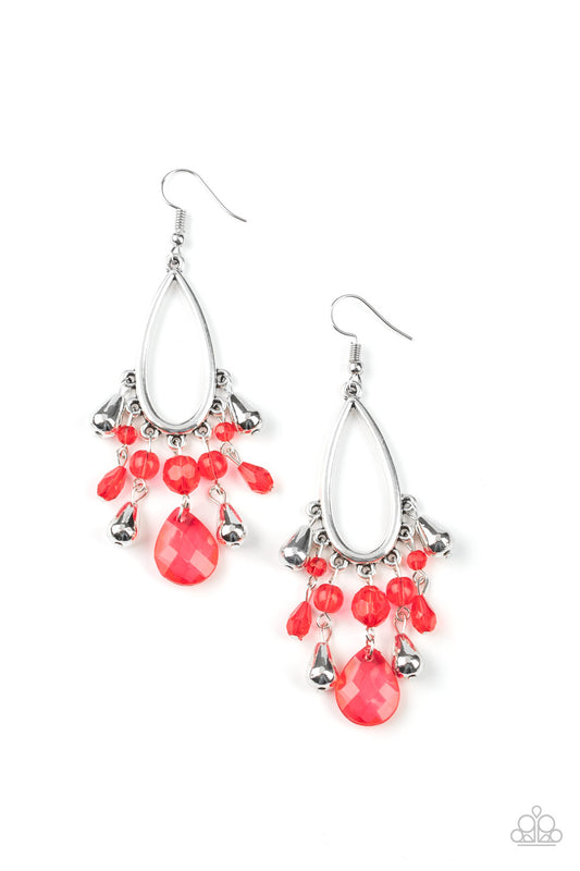 Paparazzi Summer Catch Red Fishhook Earrings