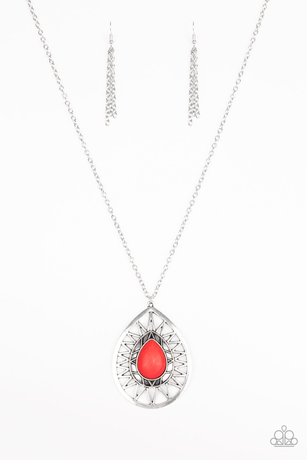 Paparazzi Summer Sunbeam Red Stone Long Necklace