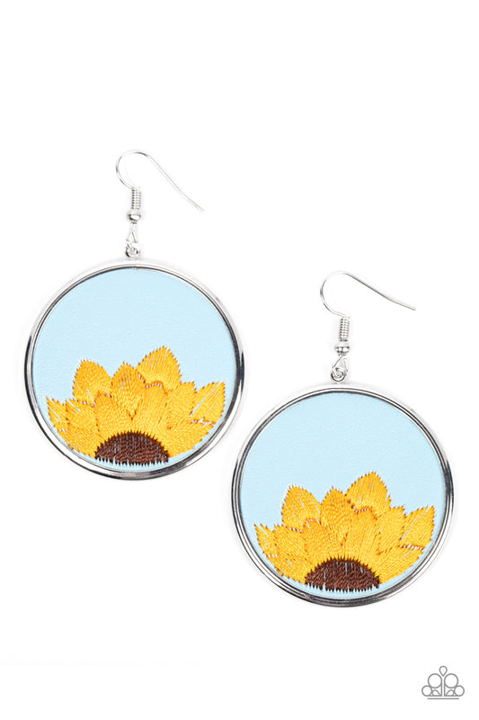 Paparazzi Sun-Kissed Sunflowers Blue Fishhook Earrings - P5SE-BLXX-309XX