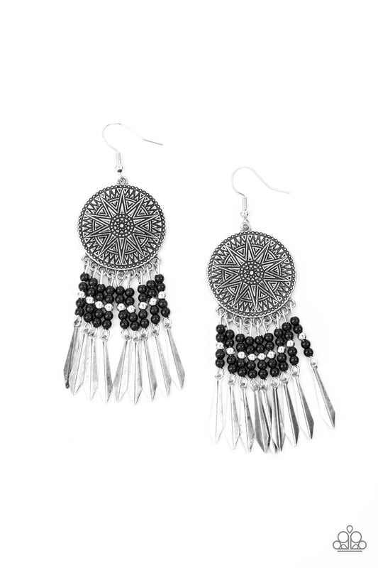 Paparazzi Sun Warrior Black Fishhook Earrings