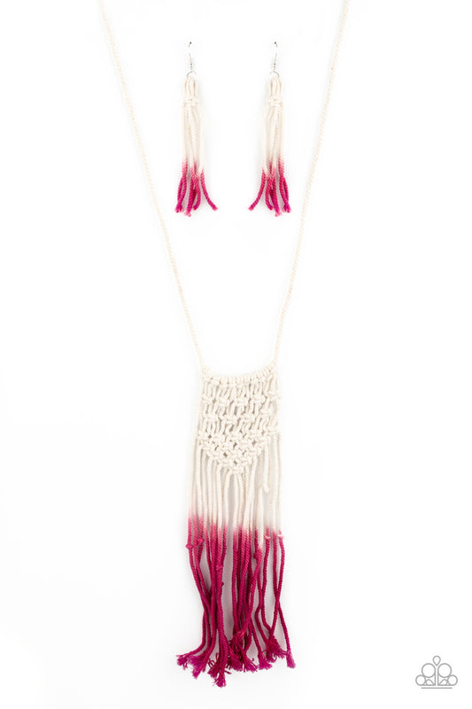 Paparazzi Surfin' The Net Pink Long Necklace