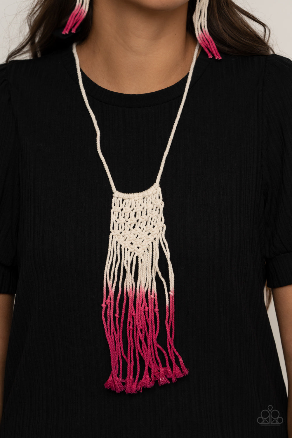 Paparazzi Surfin' The Net Pink Long Necklace