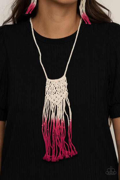 Paparazzi Surfin' The Net Pink Long Necklace