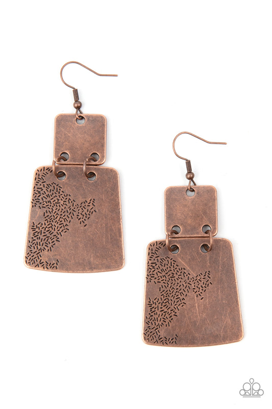 Paparazzi Tagging Along Copper Fishhook Earrings