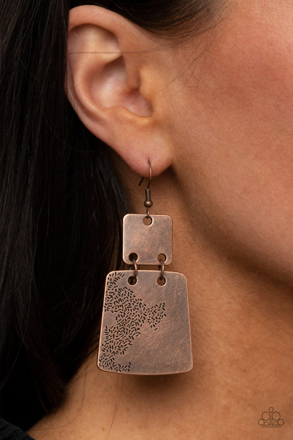 Paparazzi Tagging Along Copper Fishhook Earrings
