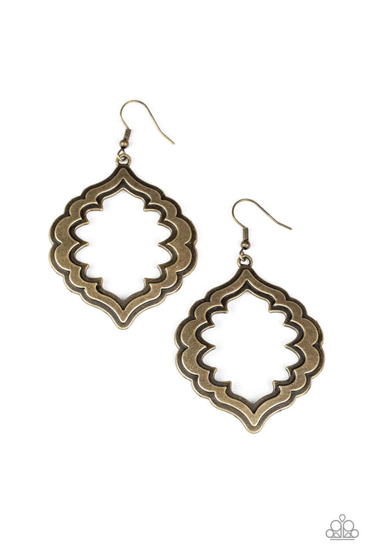 Paparazzi Taj Mahal Majesty Brass Fishhook Earrings