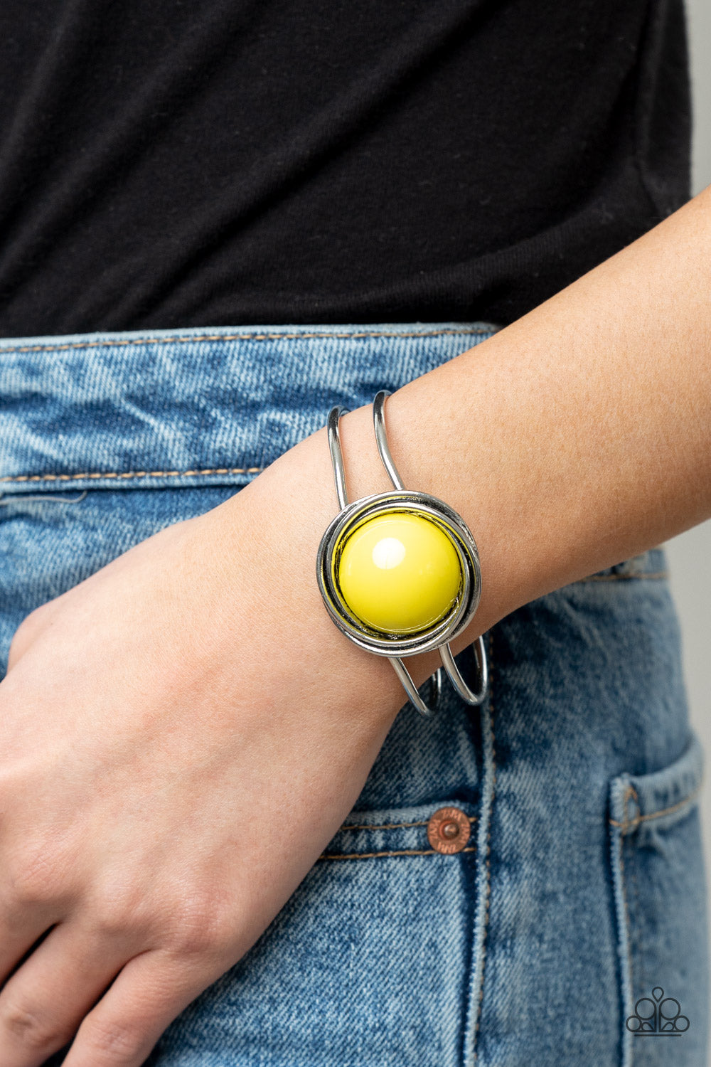 Paparazzi Take It From The POP! Yellow Hinged Cuff Bracelet