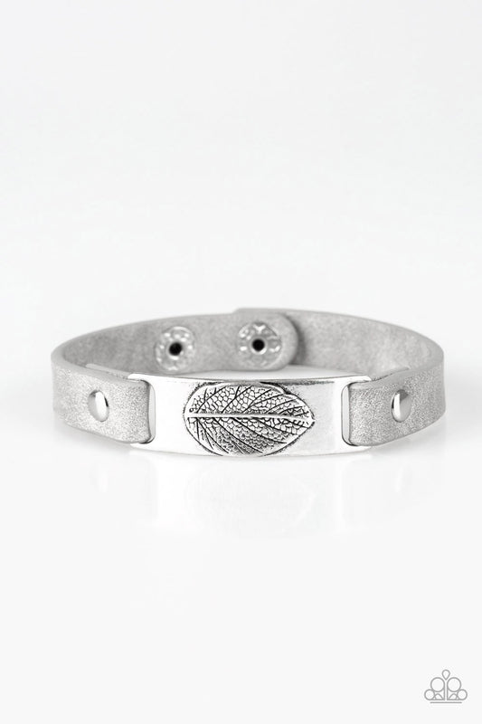 Paparazzi Take The Leaf Silver Single Wrap Snap Bracelet - P9SE-SVXX-080XX