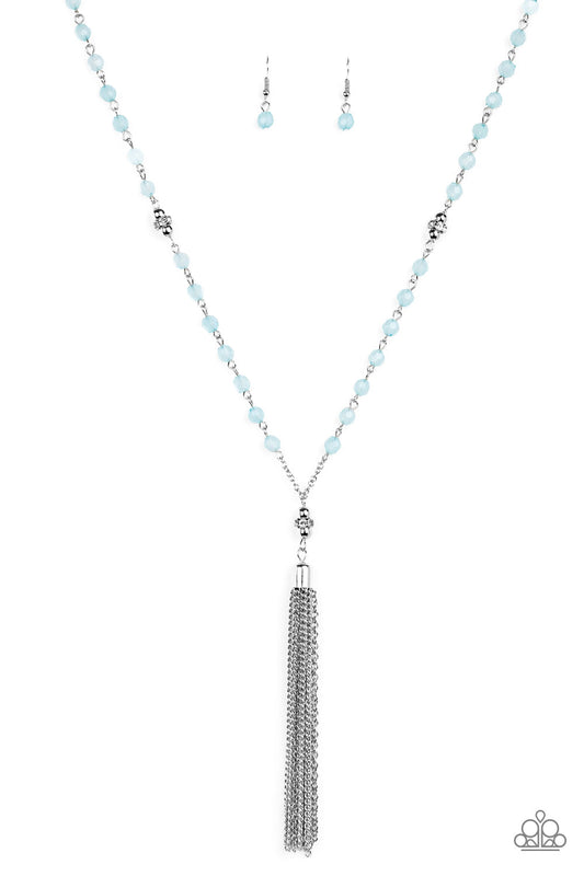 Paparazzi Tassel Takeover Blue Long Necklace