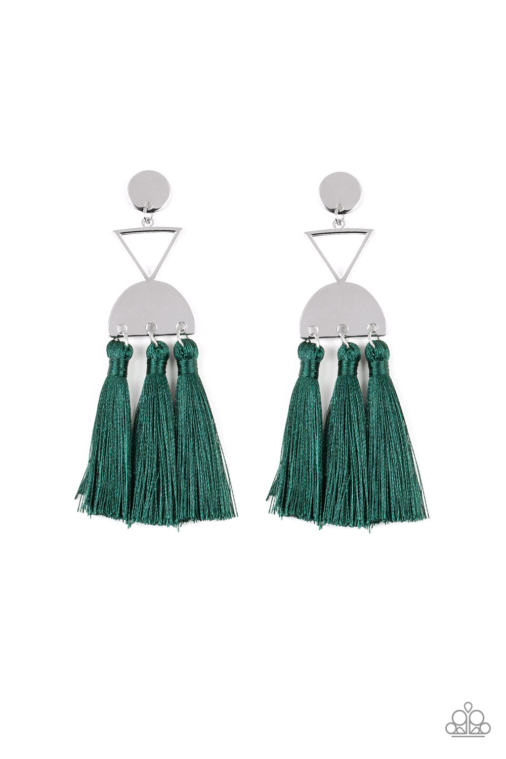 Paparazzi Tassel Trippin' Green Post Earrings - P5PO-GRXX-033XX