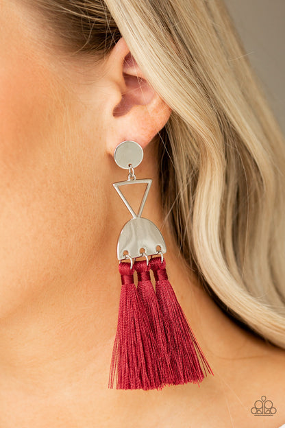 Paparazzi Tassel Trippin' Red Post Earrings - P5PO-RDXX-033XX