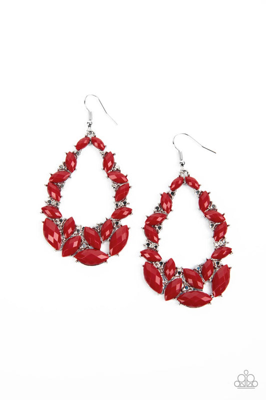 Paparazzi Tenacious Treasure Red Fishhook Earrings