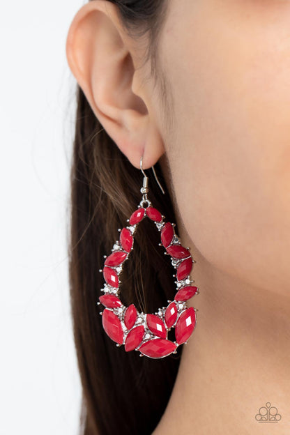 Paparazzi Tenacious Treasure Red Fishhook Earrings