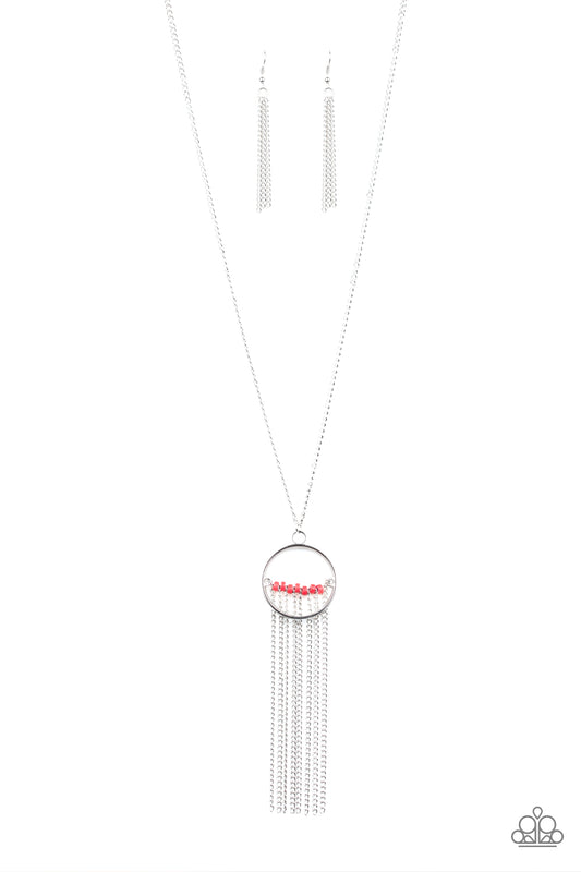 Paparazzi Terra Tassel Red Long Necklace