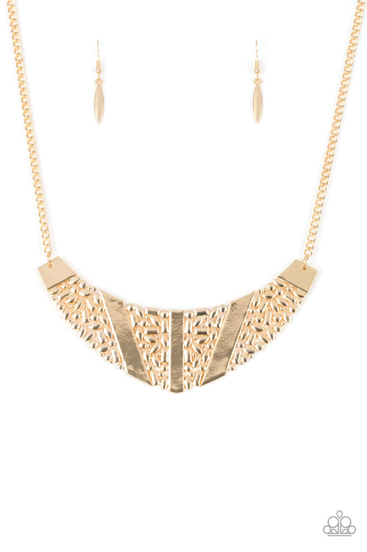 Paparazzi Terra Trailbreaker Gold Short Necklace - P2ED-GDXX-099XX