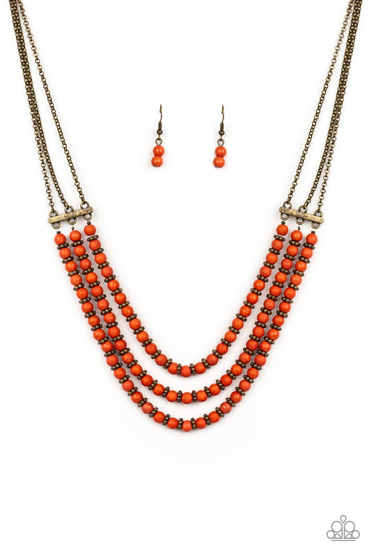 Paparazzi Terra Trails Orange Stone Short Necklace