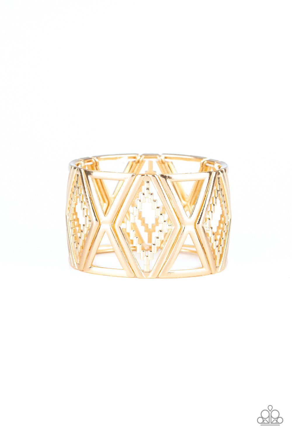 Paparazzi Textile Tango Gold Stretch Bracelet