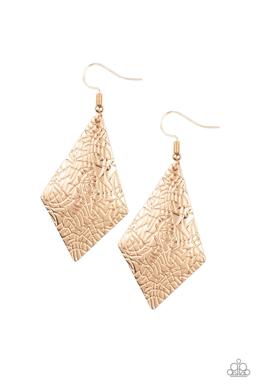 Paparazzi Texture Retreat Gold Fishhook Earrings