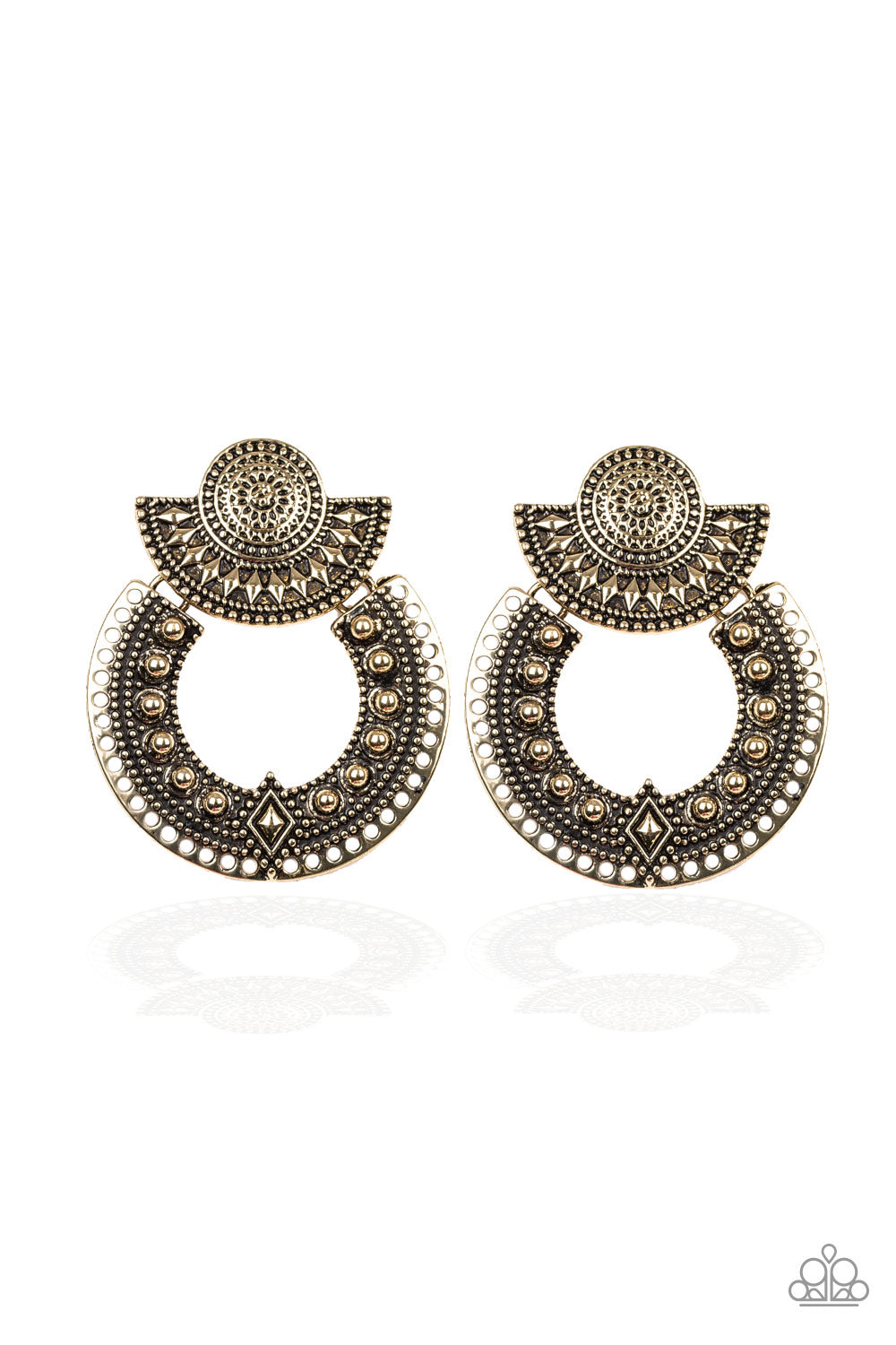 Paparazzi Texture Takeover Brass Post Earrings
